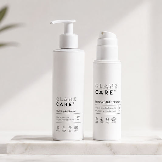 Kit Doble Limpieza Orgánica en Costa Rica — Luminous Balm Cleanser y Gel Clarificante 2-en-1 | Glanz Care
