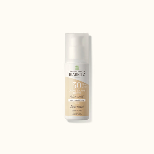 Bloqueador Solar Orgánico Color Ivory/Marfil SPF 30 de Alga Maris con Protección UVA/UVB, Hidratación y Aroma a Vainilla - Apto para Todo Tipo de Piel