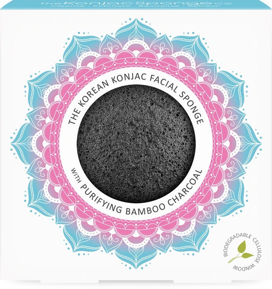 Esponja Limpiadora de Konjac y Carbón de Bambú para Pieles Grasas y Acnéicas