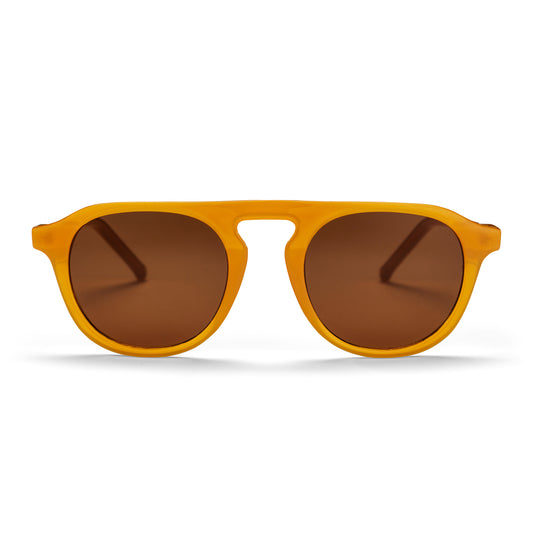 Lentes de Sol CHPO Marco Mostaza con Lente Marrón - Protección UV400 - Estilo Hudson
