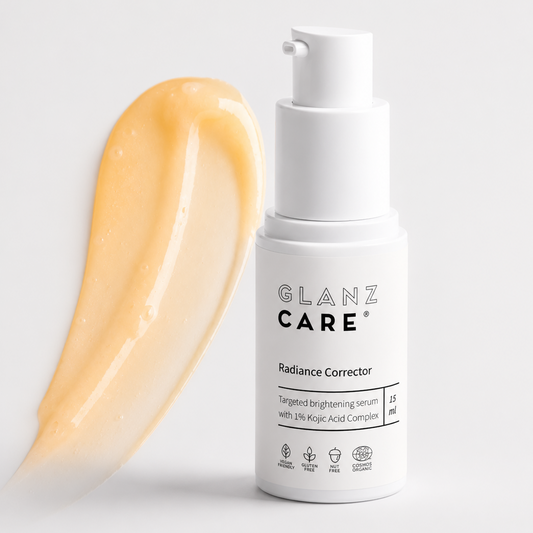 Radiance Corrector de Glanz Care – Sérum despigmentante con 1% Ácido Kójico para manchas oscuras, 15ml, certificado Cosmos Natural