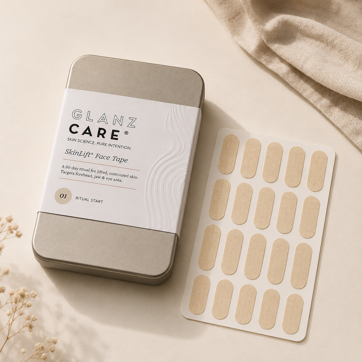 SkinLift Face Tape beige de Glanz Care para líneas de expresión