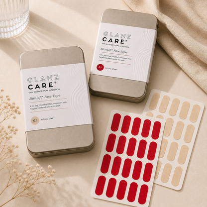 SkinLift Face Tape rojo y beige de Glanz Care para líneas de expresión