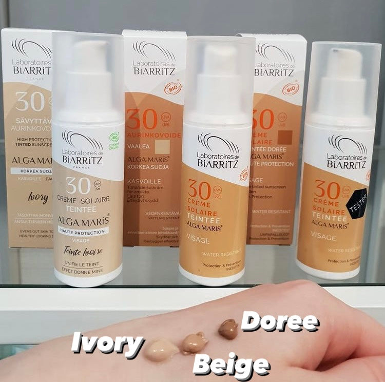 Bloqueadores Solares Orgánicos SPF 30 de Alga Maris con Protección UVA/UVB - Apto para Todo Tipo de Piel - Tres tonos